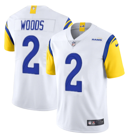 Men's Los Angeles Rams #2 Robert Woods 2021 White Vapor Untouchable Limited Alternate Stitched Jersey Men's Los Angeles Rams #2 Robert Woods 2021 White Vapor Untouchable Limited Alternate Stitched Jersey